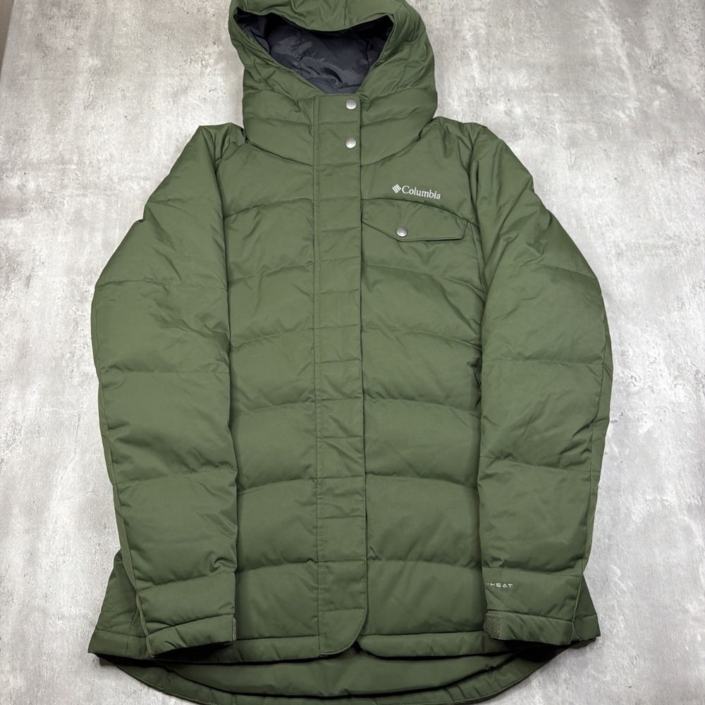 Columbia Jacket Womens Medium Olive Green Omni Heat Insulated Puffer Coat Parka